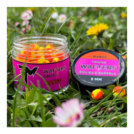 Feedermánia Wafters Twisted Boilies & Barrels 8mm Mango 20g, horogcsali