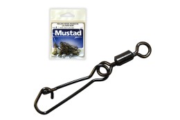 Mustad Rolling Swivel Round EYE W/hook Snap Black Nickel Forgókapocs