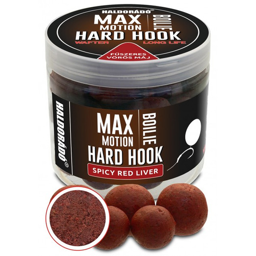 Haldorádó Max Motion Boilie Hard Hook Wafter 16, 20mm - Fűszeres Vörös Máj, csalizó bojli 100g