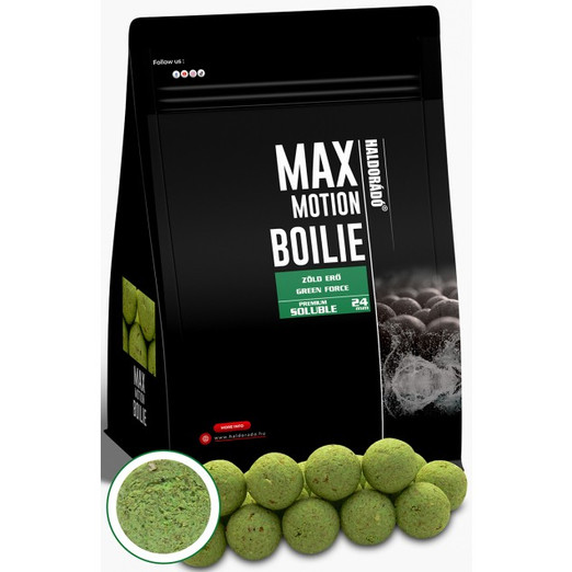 Haldorádó Max Motion Boilie Premium Soluble 24mm - Green Force, oldódó bojli 800g