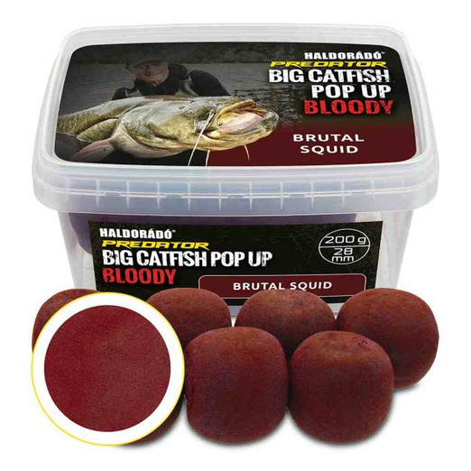 Haldorádó Catfish Pop Up Bloody 28mm Brutal Squid, harcsázó bojli 200g