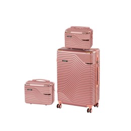 TraveLux Urban XIV gurulós bőrönd szett lazacrózsaszín