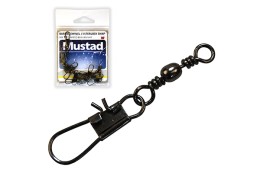 Mustad Barrel Swivel With Interlock Snap Black Nickel Forgókapocs