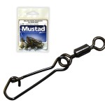 Mustad Rolling Swivel Round EYE W/hook Snap Black Nickel Forgókapocs