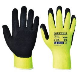 Portwest 6/XS gyermek munkáskesztyű, mártott latex védőkesztyű A340 Hi-Vis grip