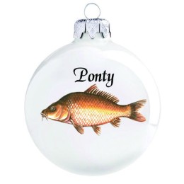 Porcelán fehér Pontymintás Karácsonyfadísz - 8 cm