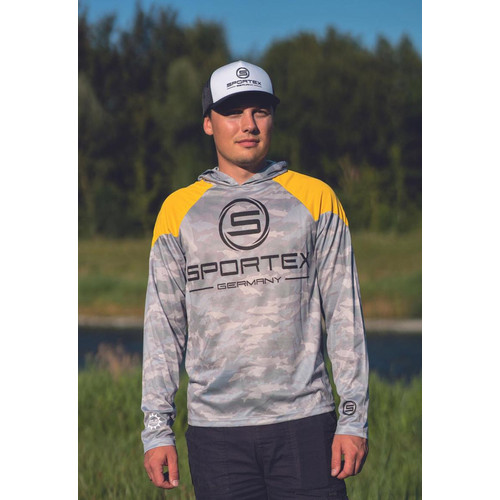 SPORTEX SOLAR UPF-50 UV ÁLLÓ KAPUCNIS FELSŐ M Yellow Grey Camou