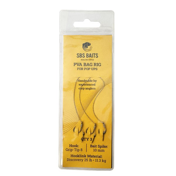 SBS PVA BAG RIG Pop-up Discovery - PVA Bag előkötött előke csalitüskével, lebegő horogcsalihoz