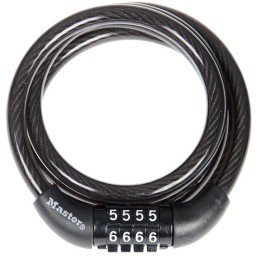 LAKAT MASTER LOCK 8143 SPIRÁL SZÁMOS 120CMx8MM FEKETE NEM ÁLLÍTHATÓ {6/4}
