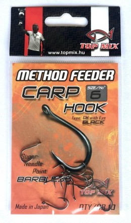 Method feeder carp hook barbless #6